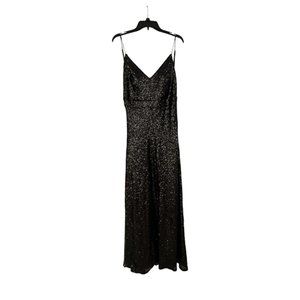 Black Sequin Floor Length Gown Size 14 for Formal Wedding Prom